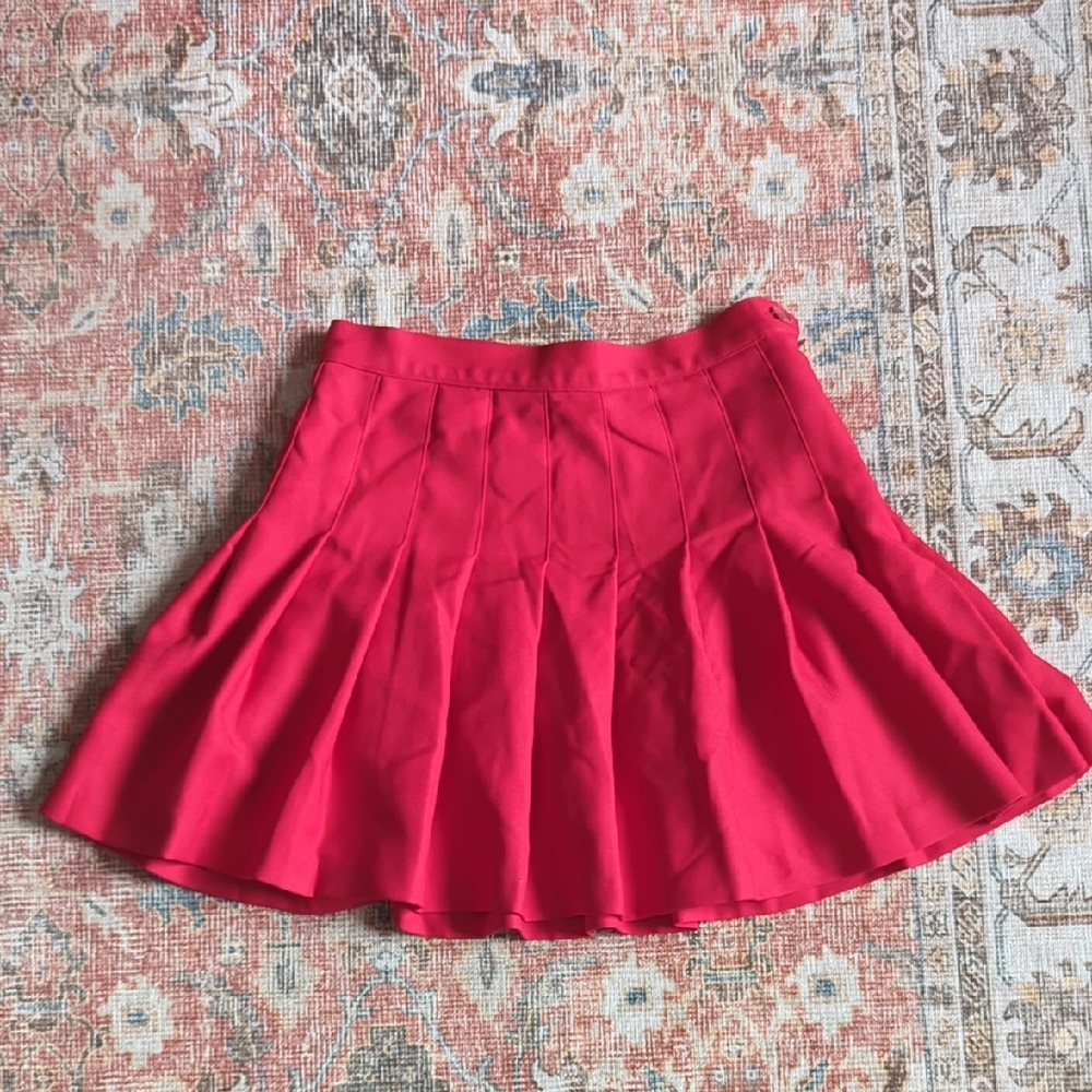 Elegant Red Pleated Skirt